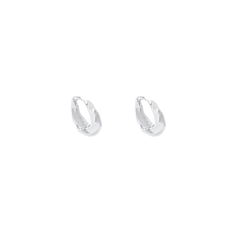 Silver spiral-patterned circle earrings for women, exuding a light luxury, niche and high-end charm. Irregular ear buckles and circle Hong Kong-style earrings Item Picture