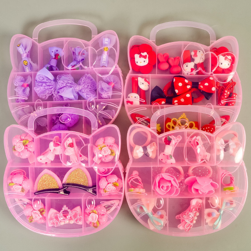 Children's cartoon hairpin set, princess hairpin cross-border trade direct supply, girls' crown bow hairpin rubber band details Picture