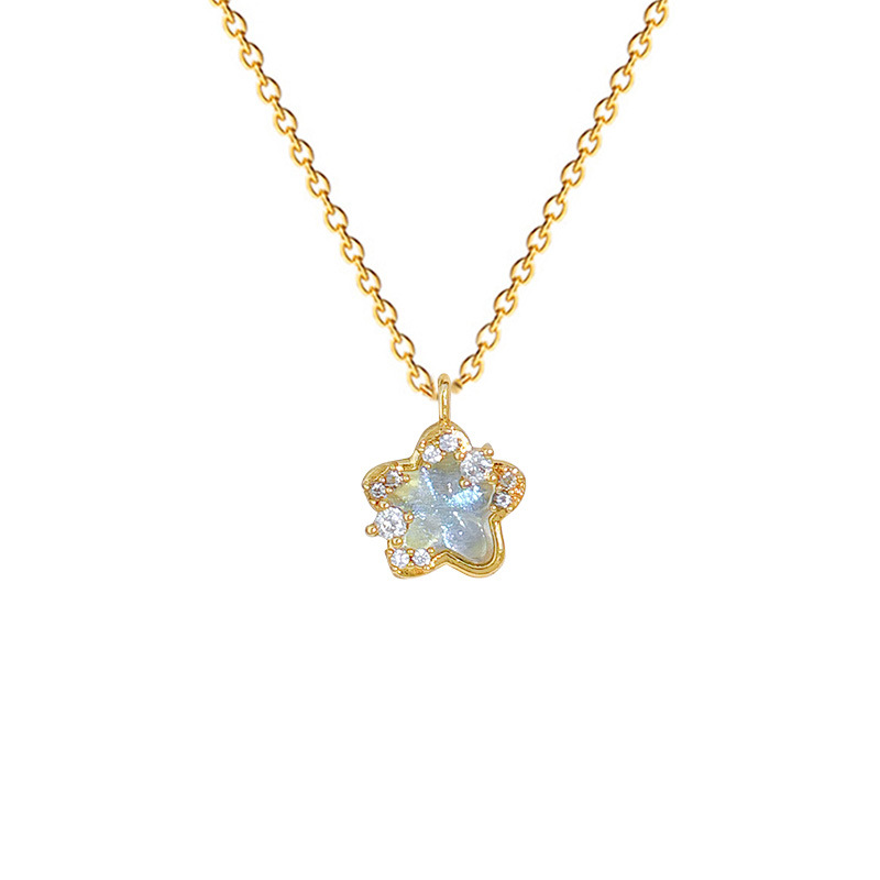 【 Titanium Steel 】 Colorful stars full of diamonds, fashionable and light luxury, elegant and luxurious full diamond necklace, versatile for women, collarbone chain, titanium steel Item Picture