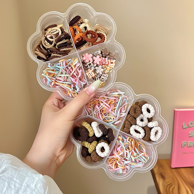 Children's boxed hair accessories, candy color, non-damaging hair, high-elasticity hair band, little girl lace hair band, sweet thumb hair band details Picture