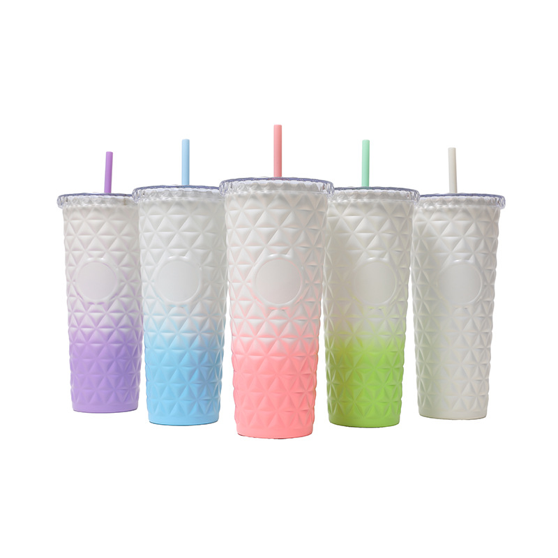 Cross-border factory direct supply 304 stainless steel straw cup, high appearance level women's water cup, gift style, portable heat and cold preservation cup Specification drawing