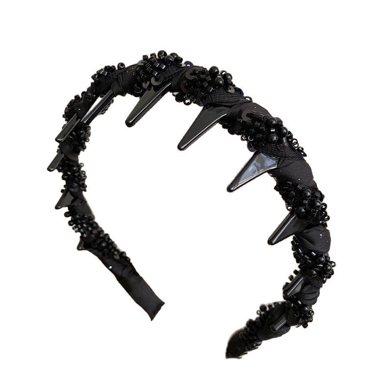 A new high-end, tooth-patterned hair band, a light luxury hair-pressing headband with a delicate fragrance style, handcrafted beaded hair tie headwear Item Picture