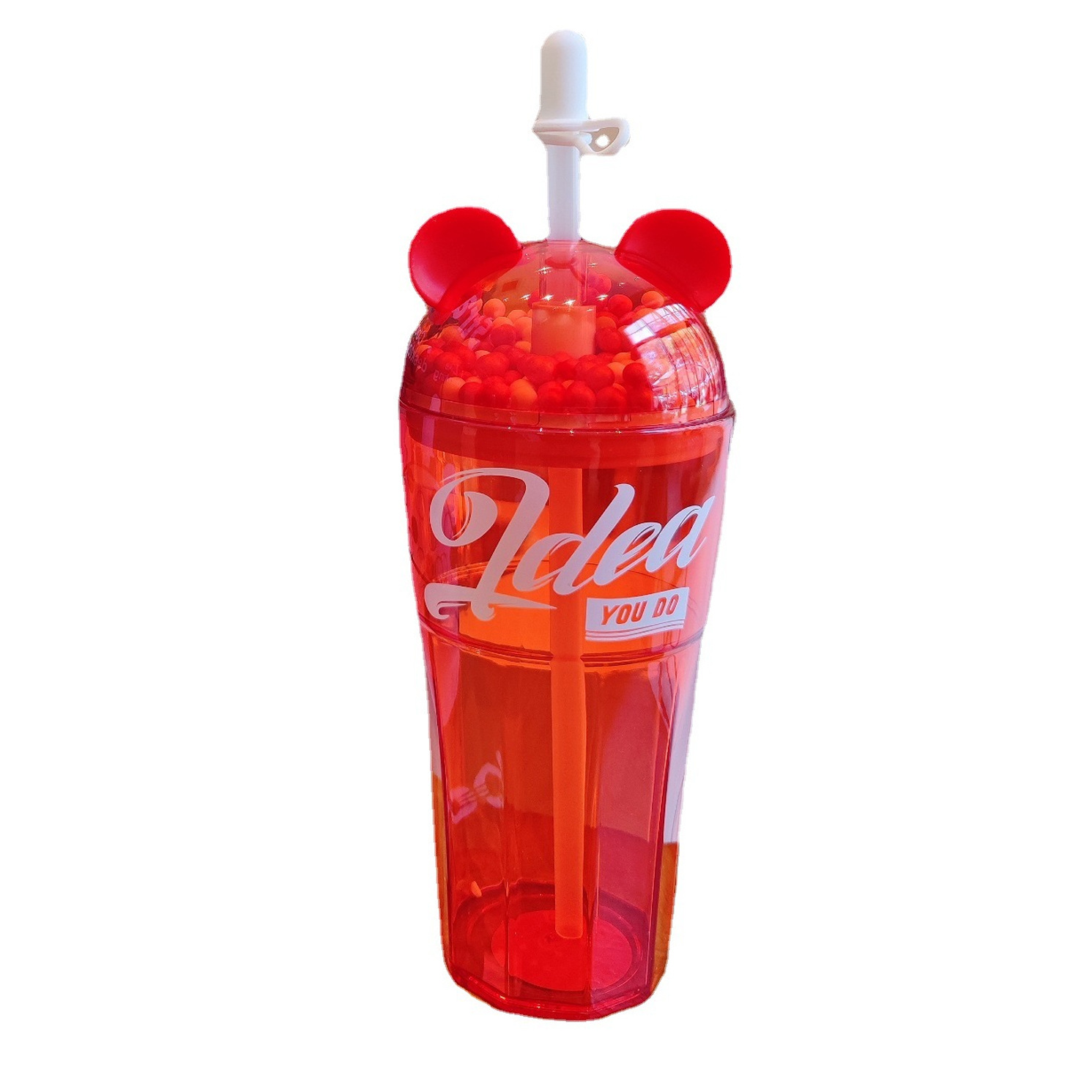 Creative straw cups, trendy and fashionable Mickey plastic cups for boys, simple office and work, high appearance level water cups wholesale Item Picture