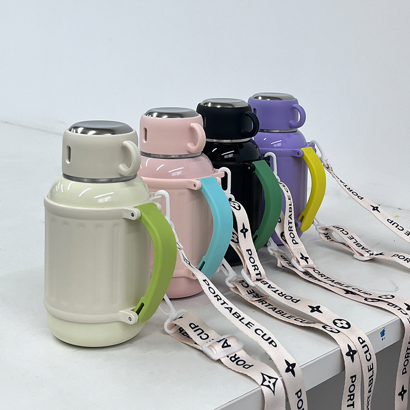 New outdoor handle stainless steel insulated kettle, portable large-capacity insulated cup, office simple cup, water cup wholesale full figure