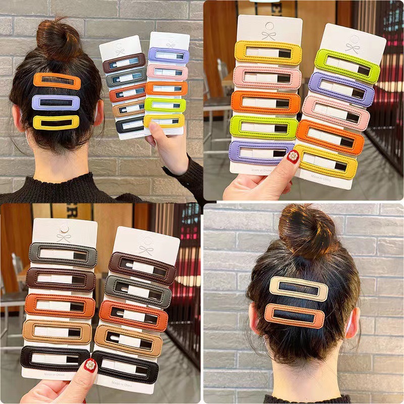 Simple and elegant square hair clips, children's side clips, bb clips, macaron-colored bangs clips, broken hair clips, back of the head hair clips full figure