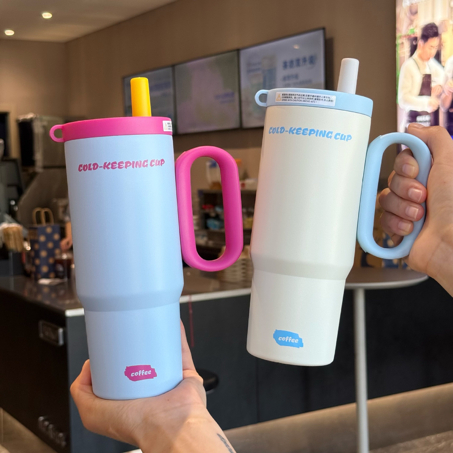 New large-capacity 316 stainless steel insulated cup, ice king cup for women, new cold insulation car stainless steel straw cup full figure
