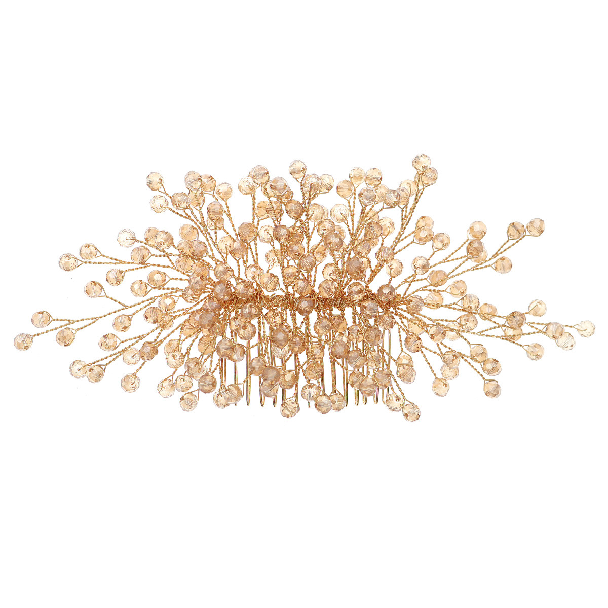 New European and American bride headwear, handcrafted crystal hair comb, wedding dress, retro updo accessory, luxurious and beautiful comb Item Picture