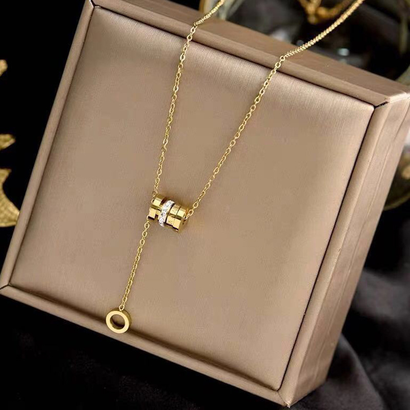 Korean 18k tassel waist necklace, trendy Roman numeral pendant for women on Instagram, popular online celebrity, non-fading collarbone chain necklace Specification drawing