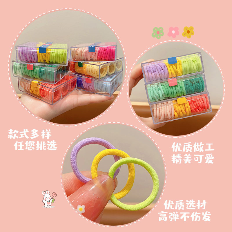 Children's rubber bands, girls' hair won't be hurt. Candy-colored rubber bands, ponytail hair ties, babies' small tubs, thumb hair bands Application Scenario