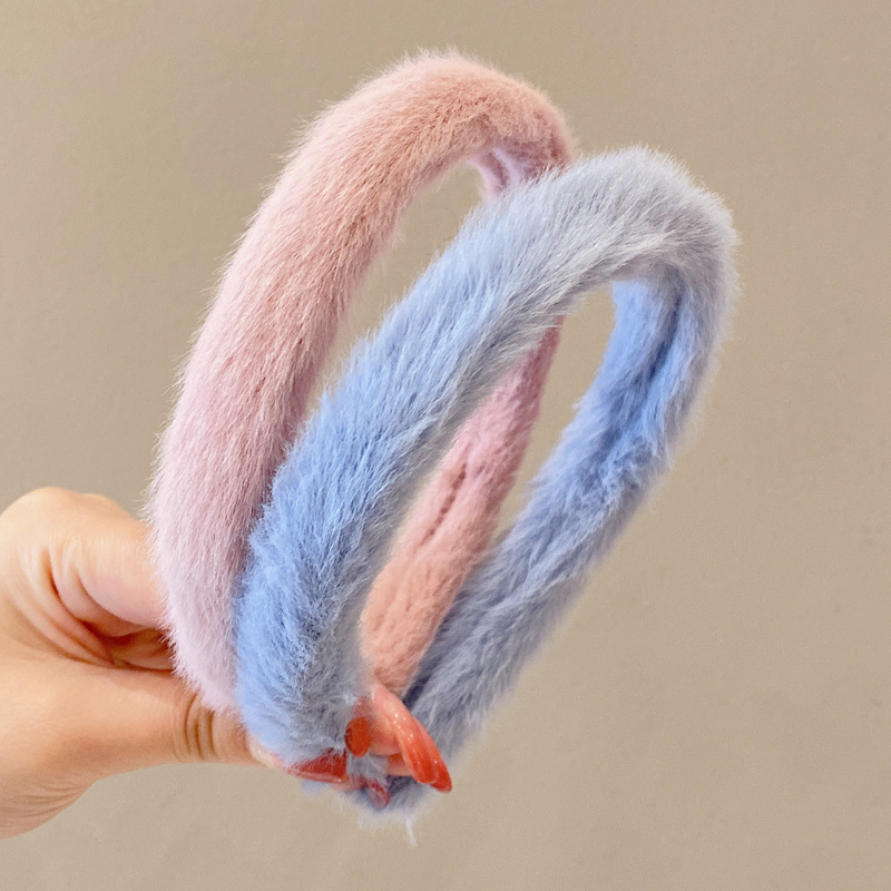 Rabbit fur hair band, candy-colored fur headband, 2022 autumn and winter new style hair clips, versatile headwear for going out Specification drawing