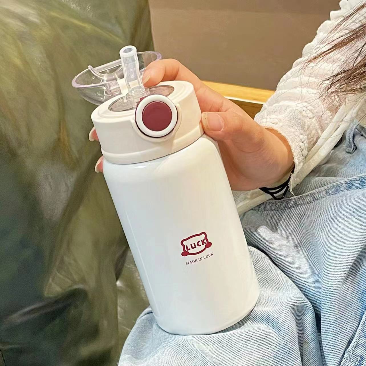 Simple insulated cup, girls' straw cup, Instagram high appearance level, Internet celebrity 2024 new style, adult, student and children's water cup Specification drawing