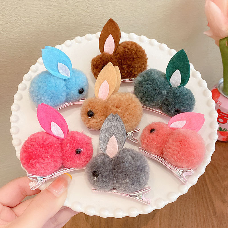Cute plush rabbit hair clips, Korean version of children's little princess hair-safe bangs clips, little girl hair clips and hair accessories Specification drawing