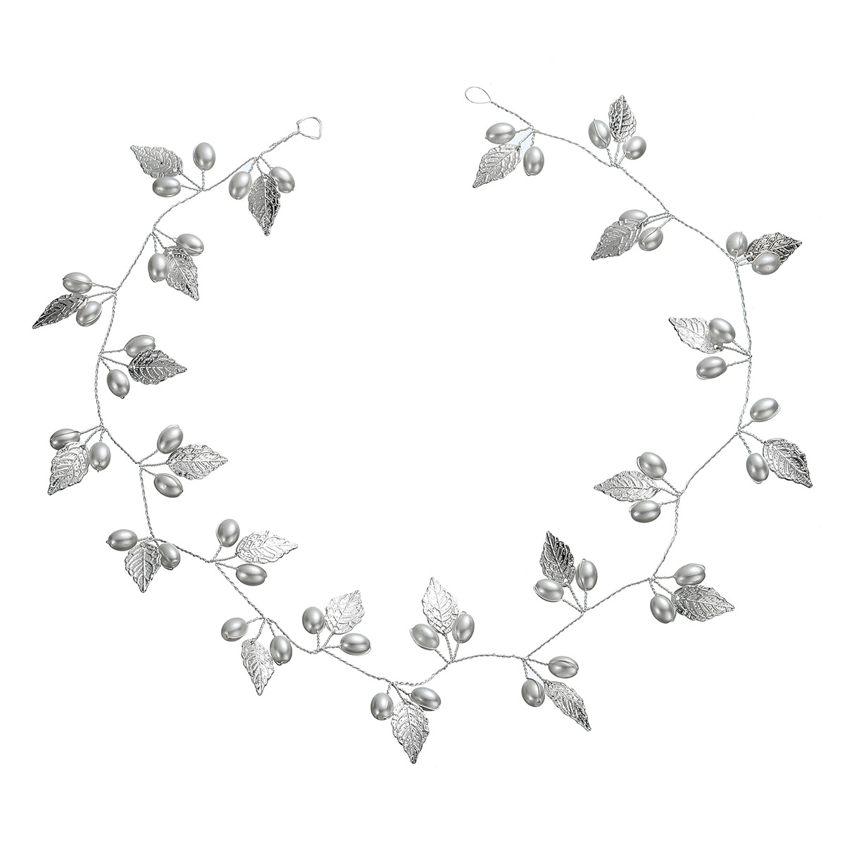 European and American accessories, alloy leaves, pearl bridal hair bands, wedding banquet hairstyle accessories, hand-woven updo headbands Item Picture