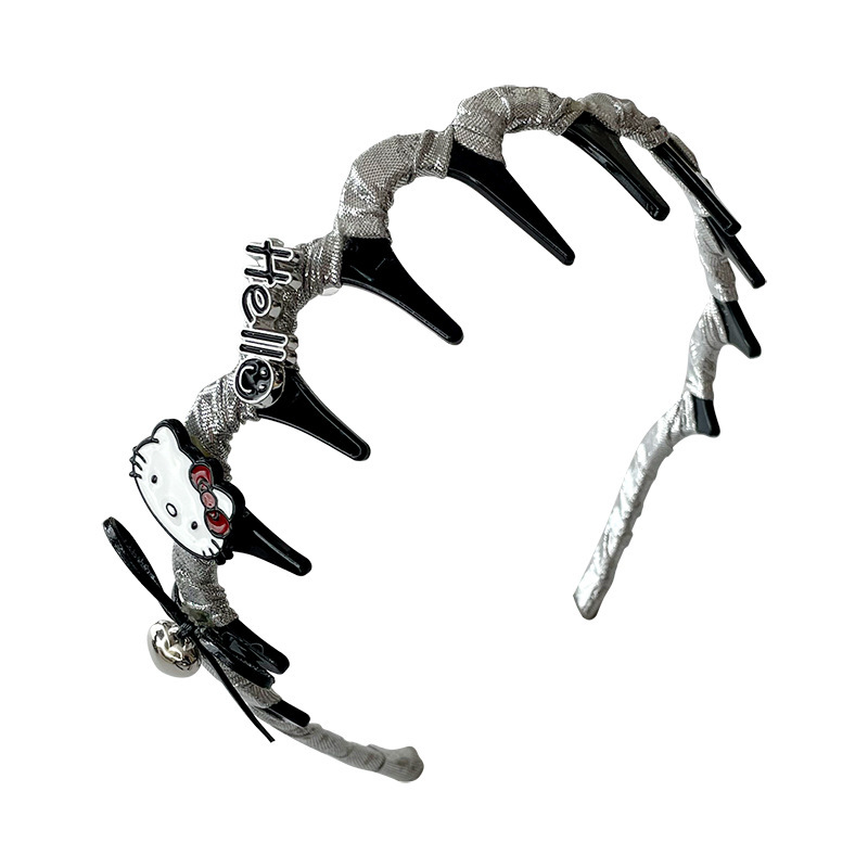Children's cartoon kt cat hairband 2025 New style Girls' toothed anti-slip headband, a perfect tool for tying girls' bangs and breaking up hair Item Picture