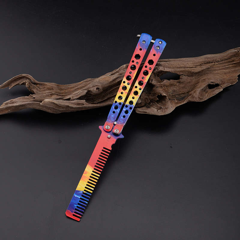 Factory direct sales of CSGO game butterfly comb tools for training without cutting edges, folding and swinging butterfly knife tools undefined