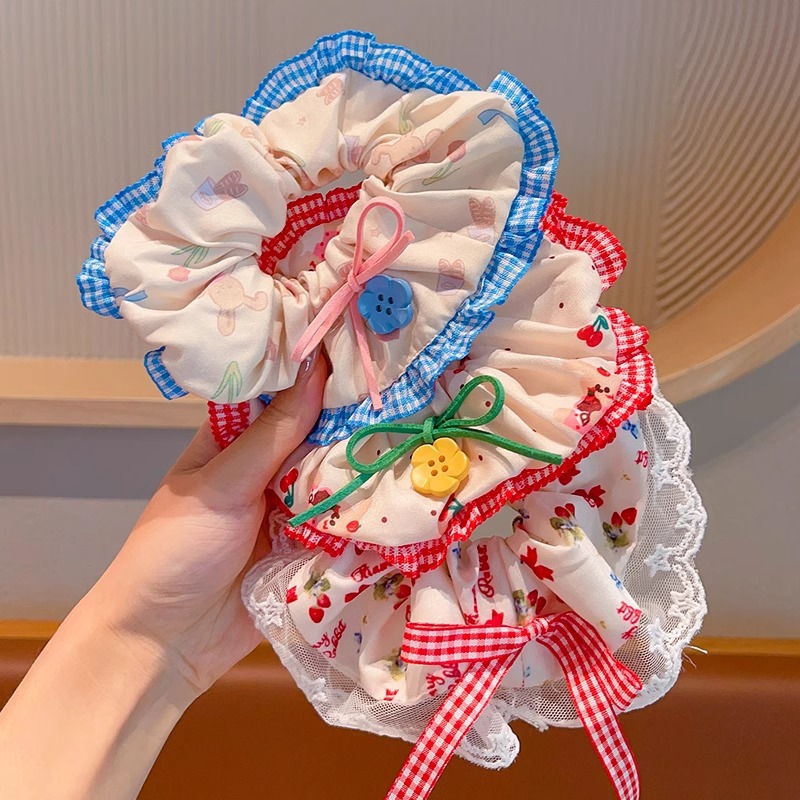 Sweet lace hair tie for girls, large large intestine hair tie for children, high elasticity baby bun hair tie full figure