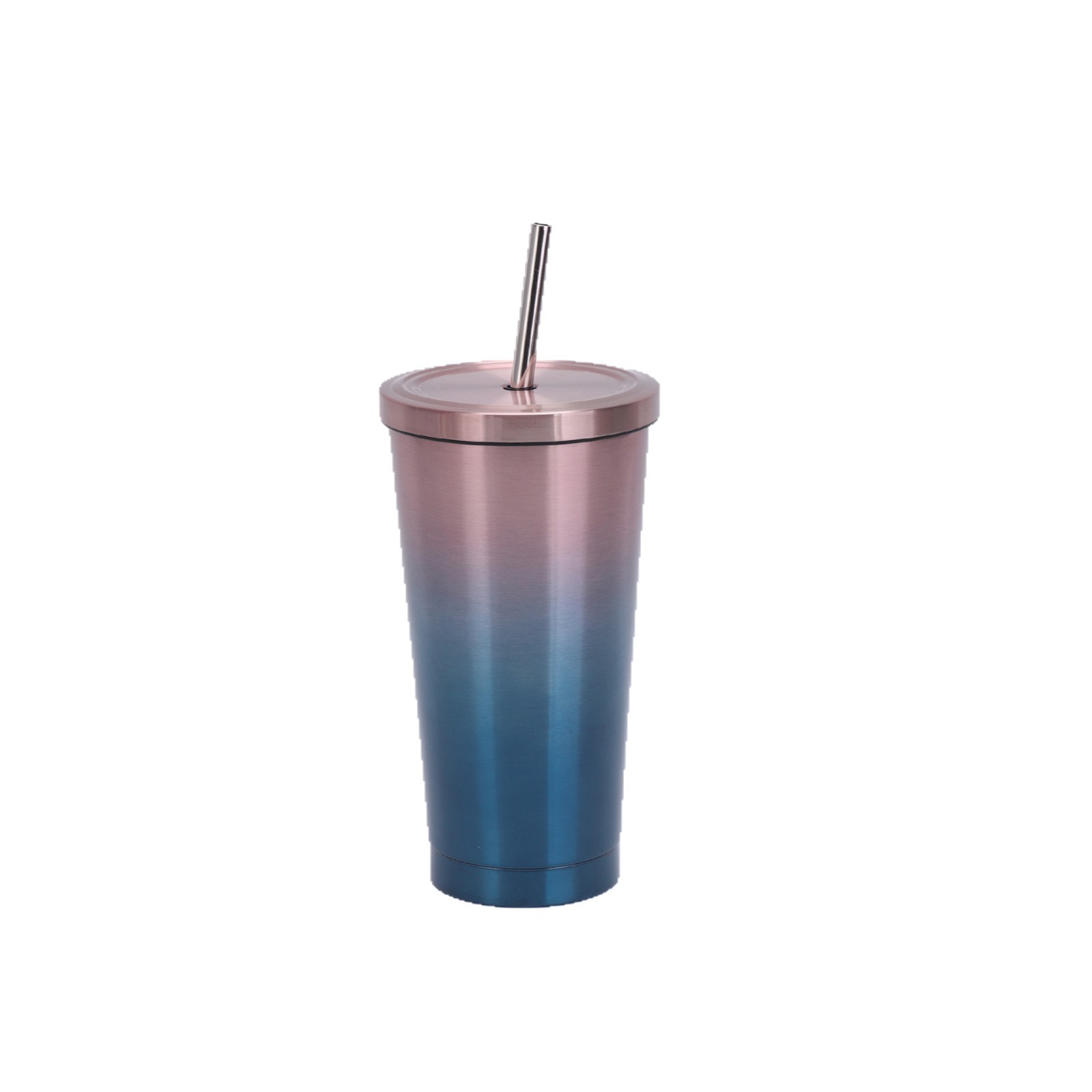 Wholesale of new cross-border 304 stainless steel double-layer straw cups, simple insulated cups, portable outdoor car coffee cups Item Picture