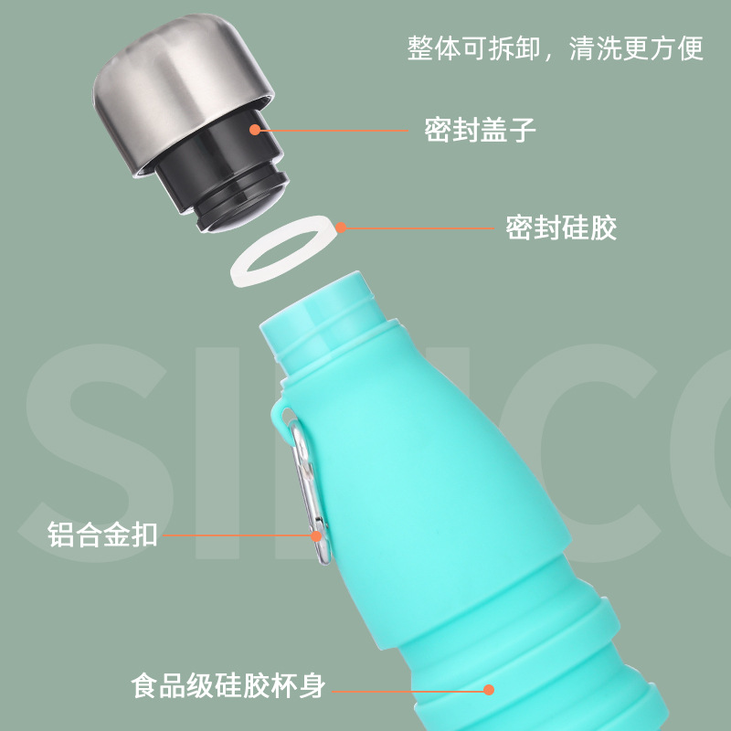 New outdoor food-grade silicone cola bottle, portable sports water bottle, camping folding water cup Application Scenario