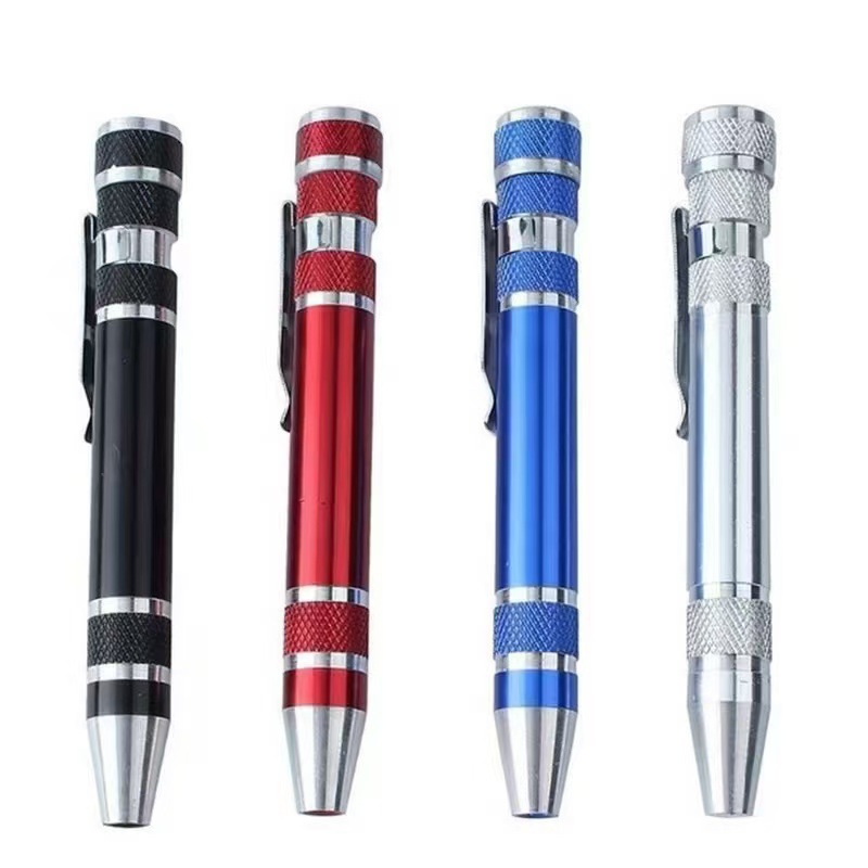 Multi-functional screwdriver, eight-in-one aluminum alloy disassembly tool, pen tip, one-line cross head changer screwdriver, precise Item Picture