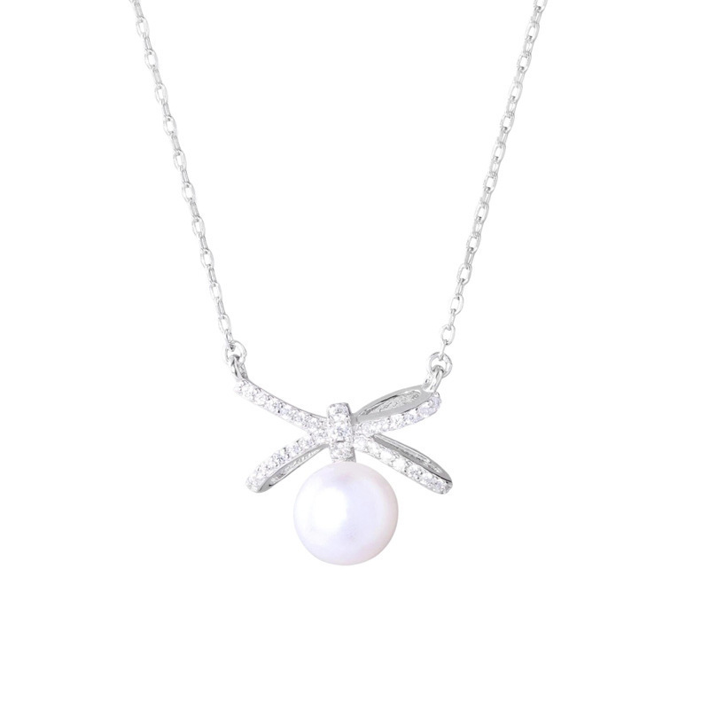 Pearl bow pendant necklace for women 2024 New bestseller, high-end and light luxury collarbone chain, trendy neck chain accessory Item Picture