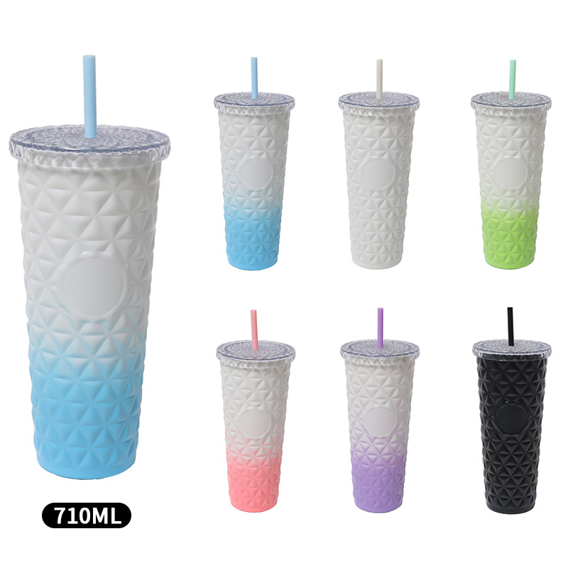 Cross-border factory direct supply 304 stainless steel straw cup, high appearance level women's water cup, gift style, portable heat and cold preservation cup full figure