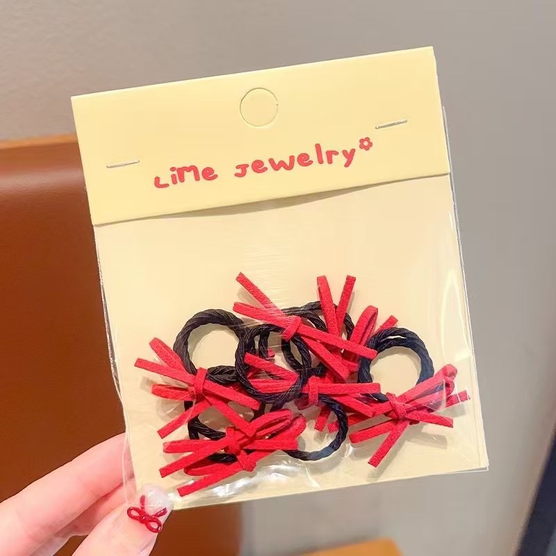 Korean version bow, small rubber band, thumb hair band, girl's hair tie rubber band, baby hair rope, braid rubber band Application Scenario