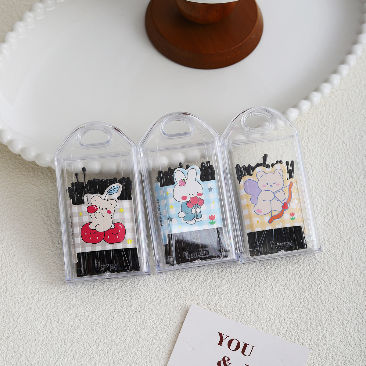 Children's hair clips, black straight clips, broken hair fixing steel clips, girls' flower edge clips, small hair clips, wave clips, hair accessories details Picture