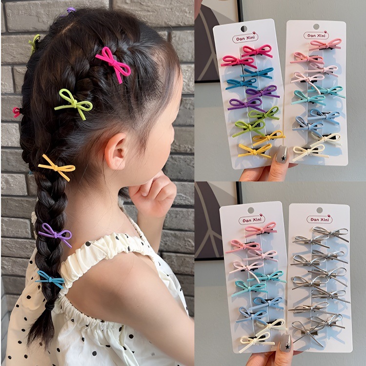 10 colorful small bow baby hair clips, sweet and versatile hair clips for spring and summer, children's and girls' headwear clips details Picture