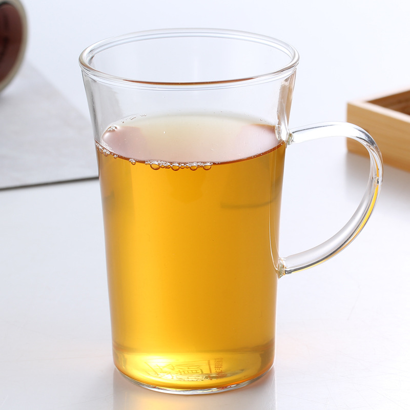 Heat-resistant juice cup, glass tea cup, tea brewing cup, office transparent glass cup, household green tea cup, water cup details Picture