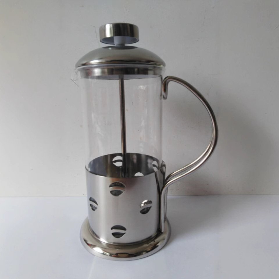 Steel wire handle tea infuser, French press, filter press, new coffee pot, tea brewing cup, first brew coffee, filter, high-temperature resistant pot Specification drawing