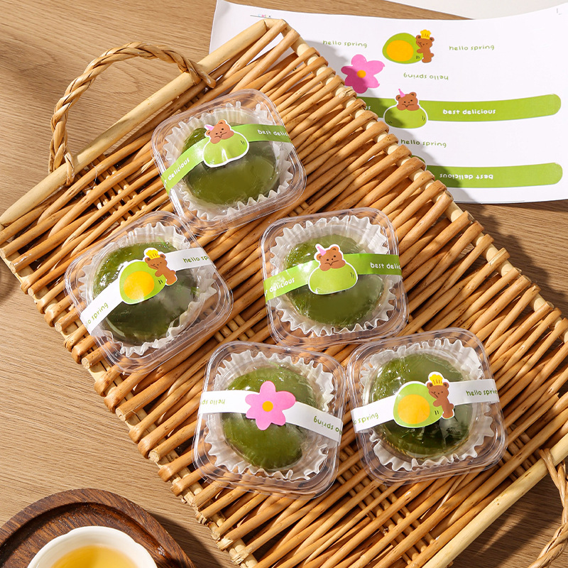 Each piece of green rice ball packaging box contains 80g of mugwort Qingming Fruit Snow Beauty egg yolk pastry packaging box, transparent baking box Application Scenario
