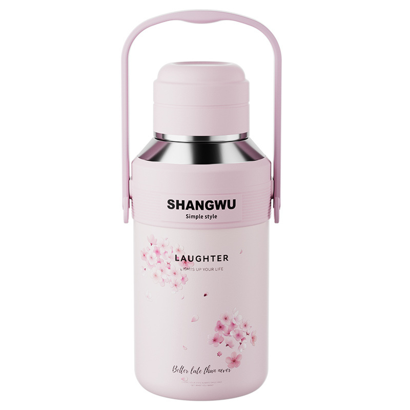 Fashionable new insulated cup, high appearance level, women's outdoor sports water bottle, 316 stainless steel large-capacity water cup with a shoulder strap Item Picture