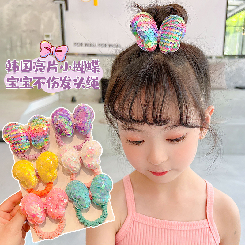 Summer children's heart-shaped bow hair tie, non-damaging handmade hair tie, little girl ponytail rubber band, baby hair band full figure