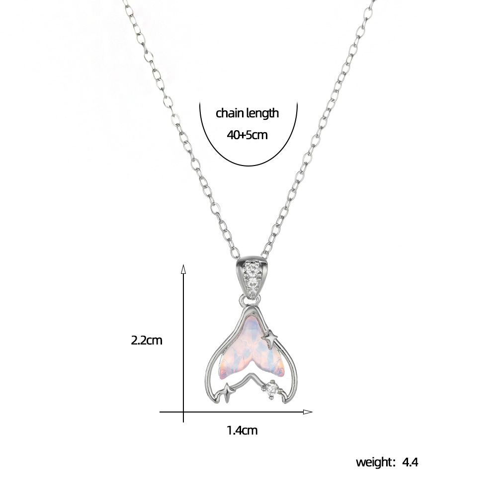 Silver light luxury design, dazzling fishtail necklace, dreamy and girlish, niche collarbone chain Valentine's Day gift Item Picture