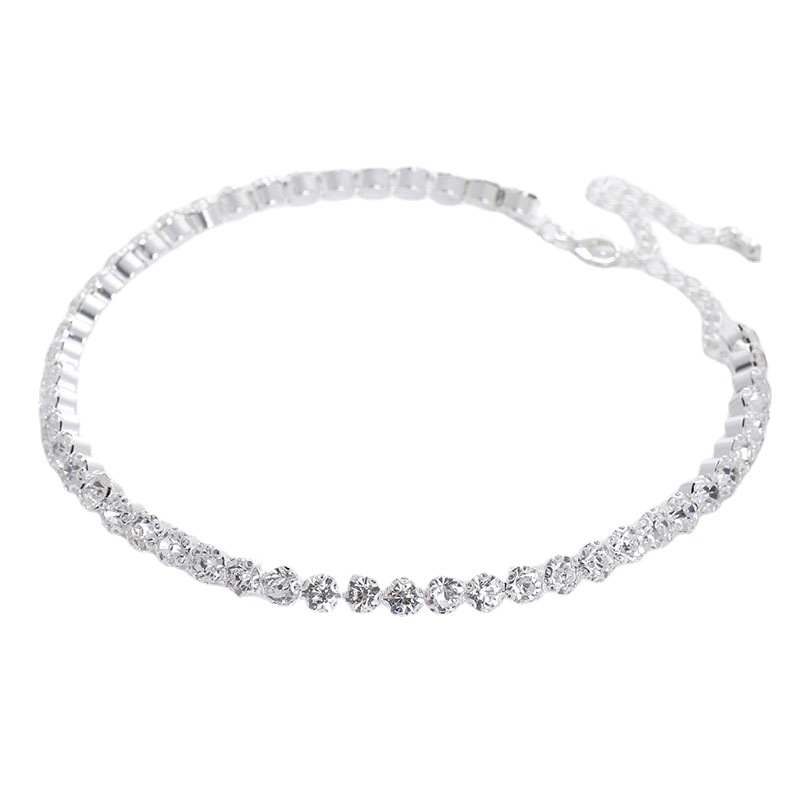 Jane La Fashion Wedding Accessories Alloy rhinestone Full Diamond Zircon Jewelry Set Silver-plated Necktie Necklace for women N6232 Item Picture