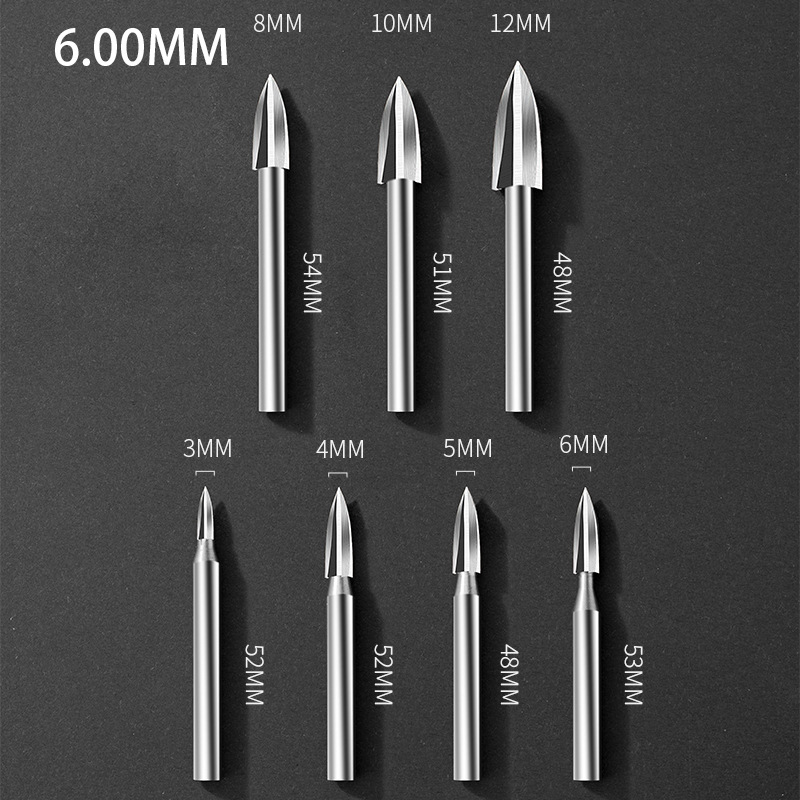 High-speed white steel three-edge sharp knife woodworking furniture electric engraving knife, root carving, polishing, roughing, kernel carving, olive kernel engraving Application Scenario