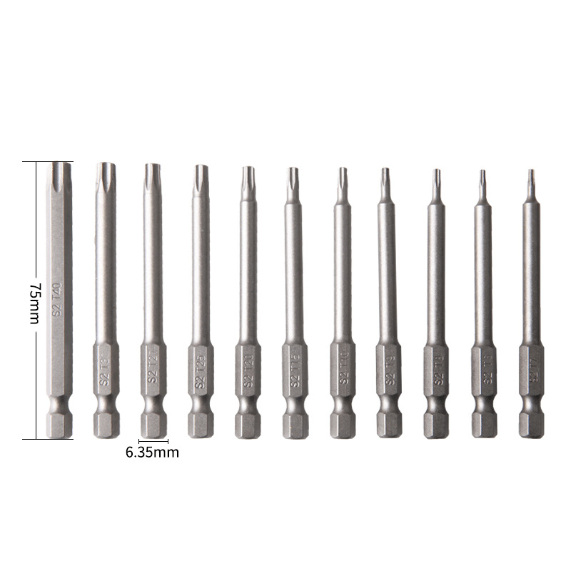 Cross-border 11-piece set of 75mm/50mm magnetic hand electric drill, electric screw drilling, hollow perforated plum blossom screwdriver details Picture