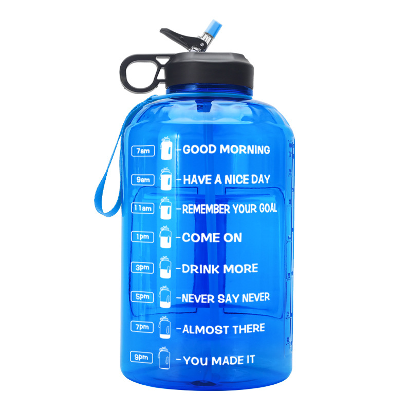 One-gallon gradient color 3.78L plastic large water bottle, best-selling on Amazon, portable sports water bucket Specification drawing