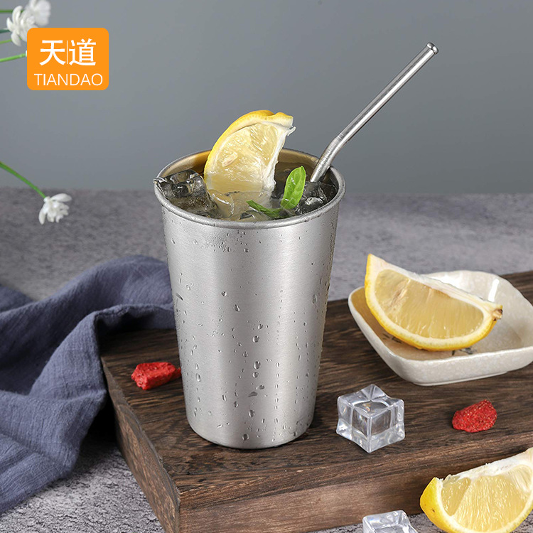 Nordic-style Korean beverage cups, cocktail cups, Korean ins stainless steel cups, chic style simple metal cold water cups full figure