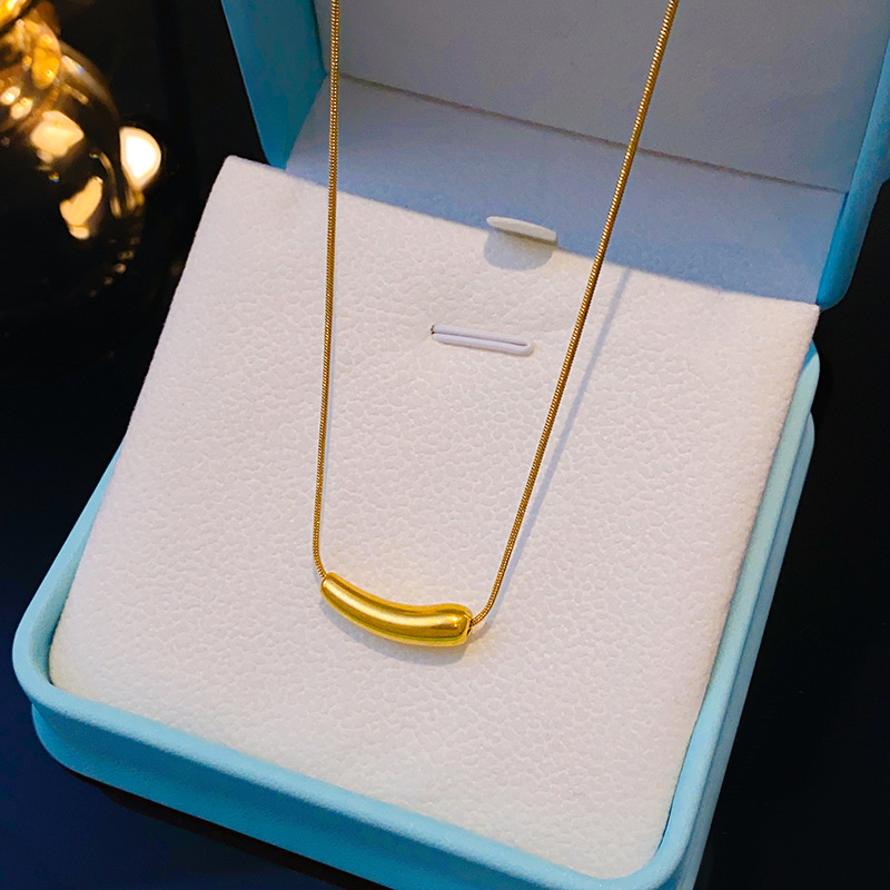 Stainless steel cylindrical serpentine chain necklace for women, a unique and versatile light luxury titanium steel collarbone chain, a popular and stylish eggplant pendant Specification drawing