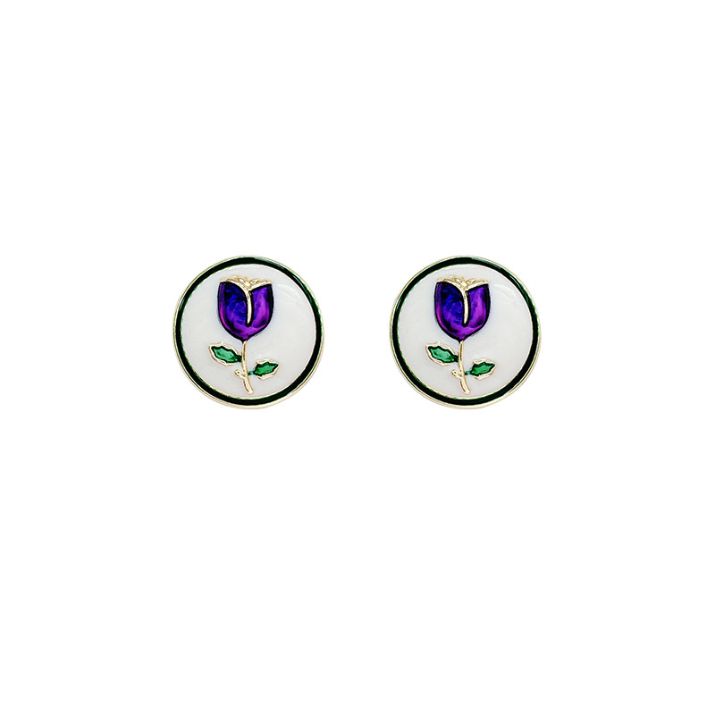 Retro glazed rose stud earrings for women, 2025 new style, light luxury, high-end and elegant earrings, fashionable Chinese style earrings Item Picture