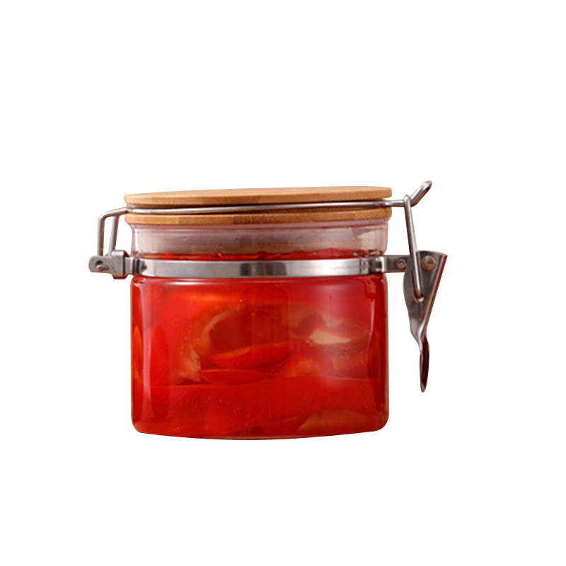 Household glass sealed jars for grains and cereals with LIDS, tea cans, kitchen storage jars, transparent snap-on storage jars Item Picture
