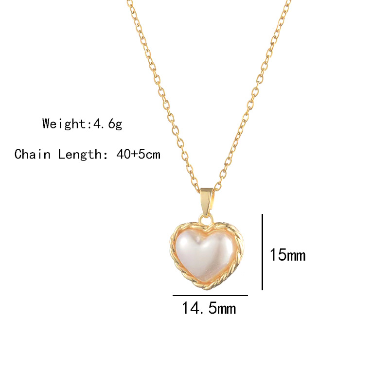 Korean pearl heart-shaped necklace, a unique and elegant lace light luxury collarbone chain, a versatile titanium steel accessory for Internet celebrities, wholesale Item Picture