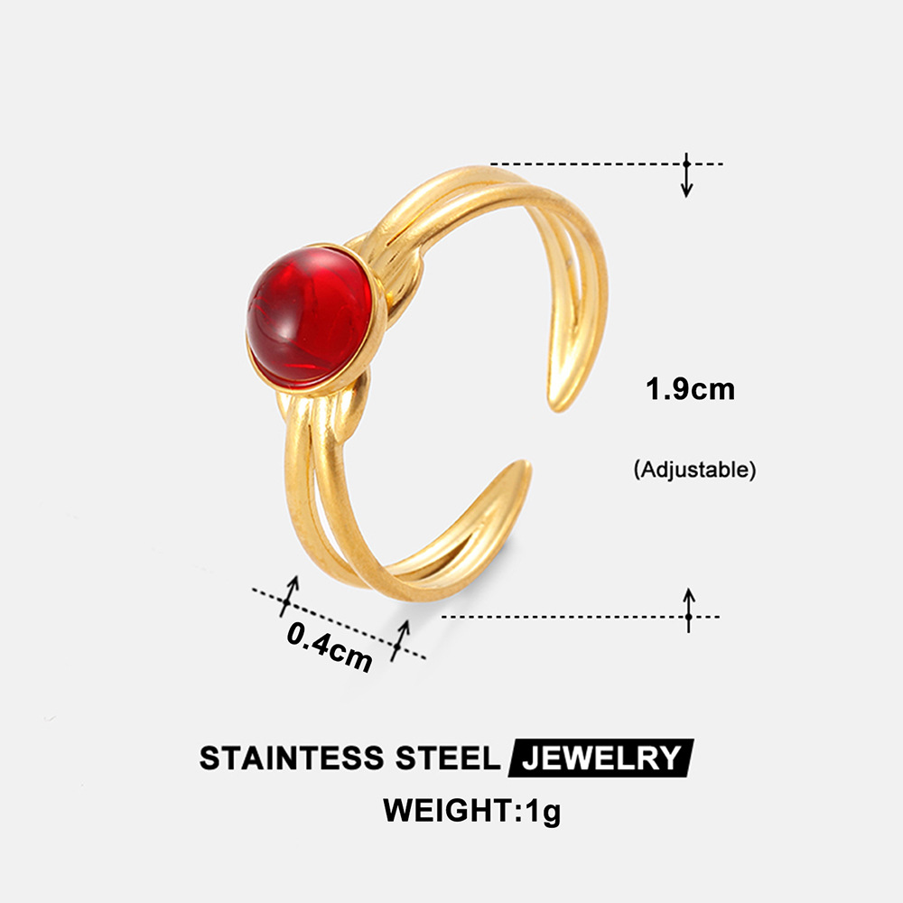 French retro flower multi-color stone jewelry design, exquisite and versatile design, open stainless steel ring for women Application Scenario