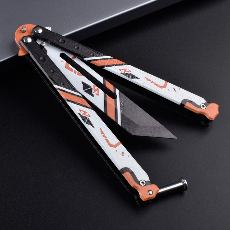 Butterfly Training Knife, unedged csgo peripheral, novice practice folding multi-functional swinging all-steel flower butterfly knife details Picture