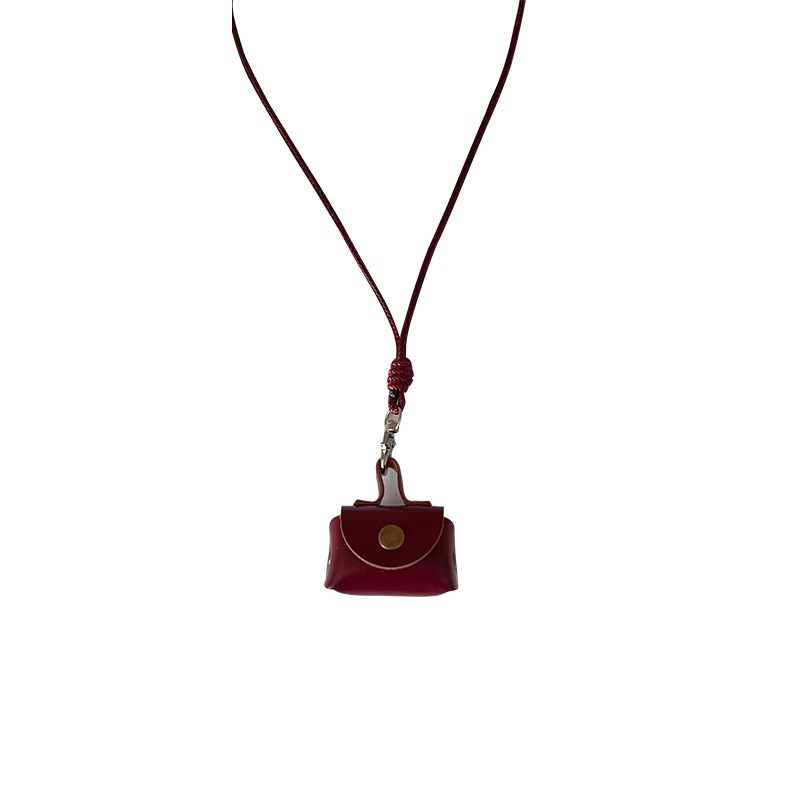 Cute and small leather coin purse, necklace, women's pendant, earphone case, leather rope, sweater chain, long accessory storage bag Item Picture