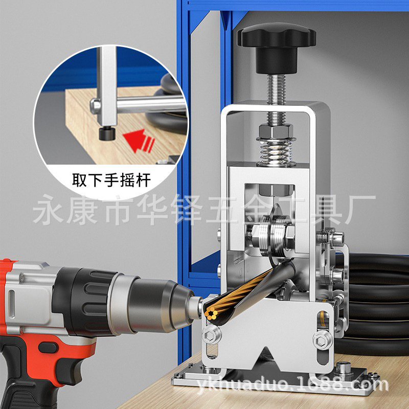 Old craftsman small wire stripper, household electric, manual and hand-cranked used wire and cable copper stripping and peeling machine, wire stripper details Picture