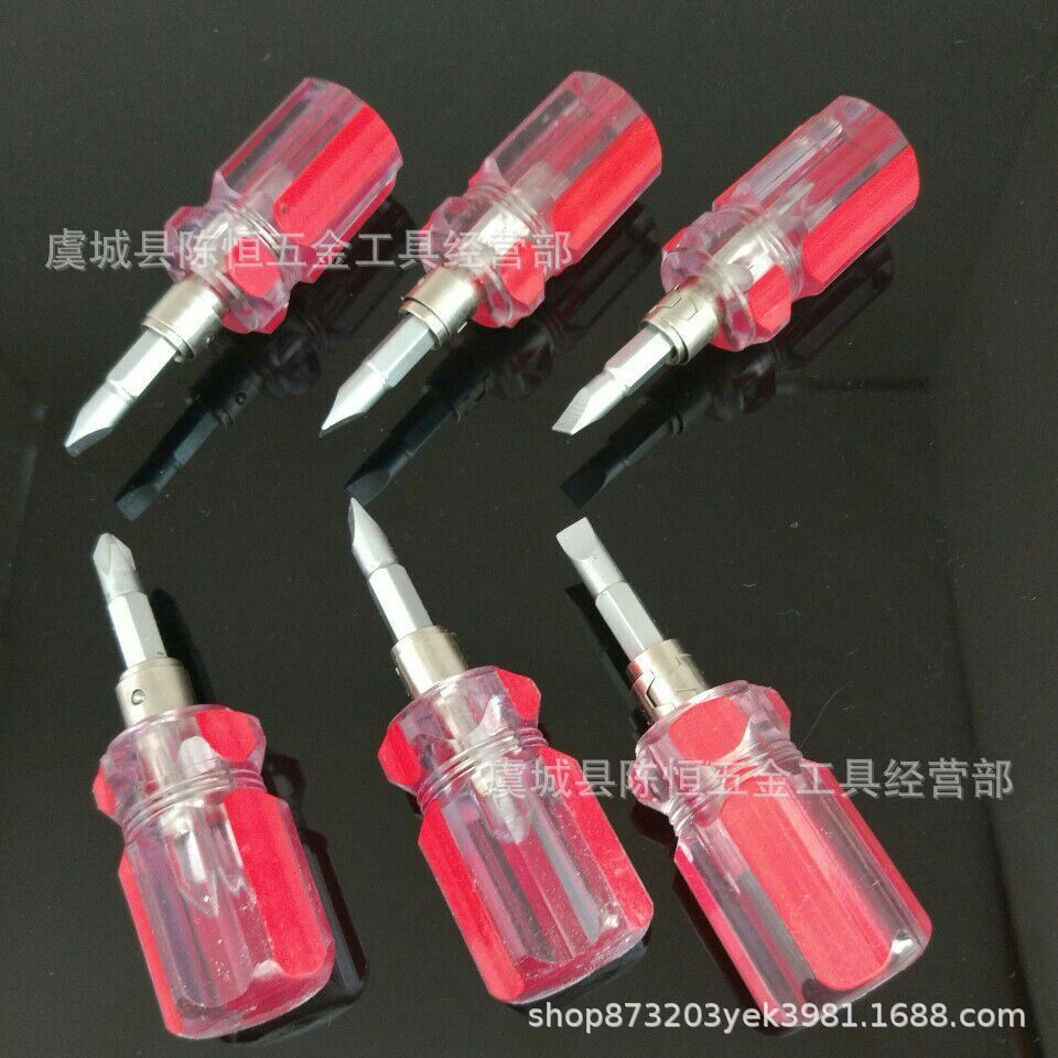 Mini screwdriver from the source factory, transparent color strip screwdriver, multi-functional strong magnetic radish head dual-purpose screwdriver undefined