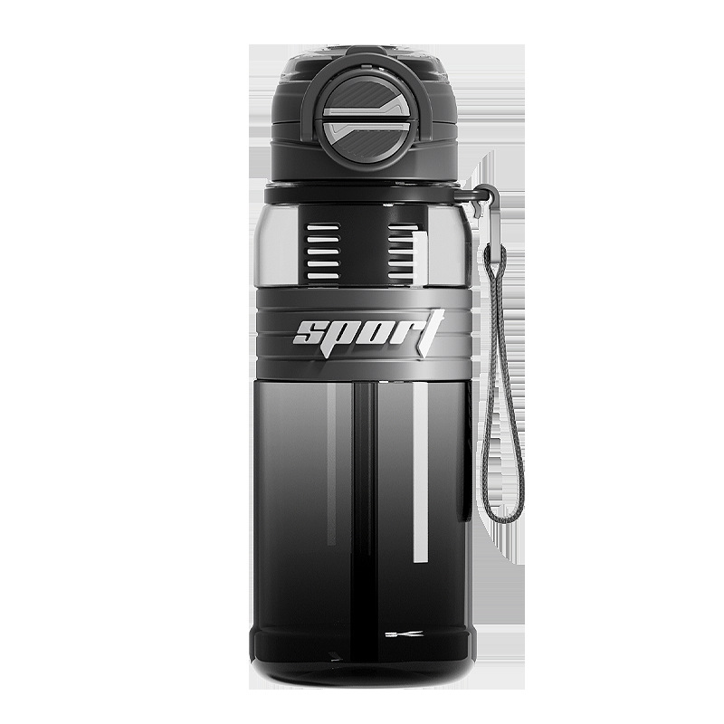 New dual-drink street plastic cup, large-capacity portable straw water cup, summer handle outdoor cycling sports water cup Item Picture