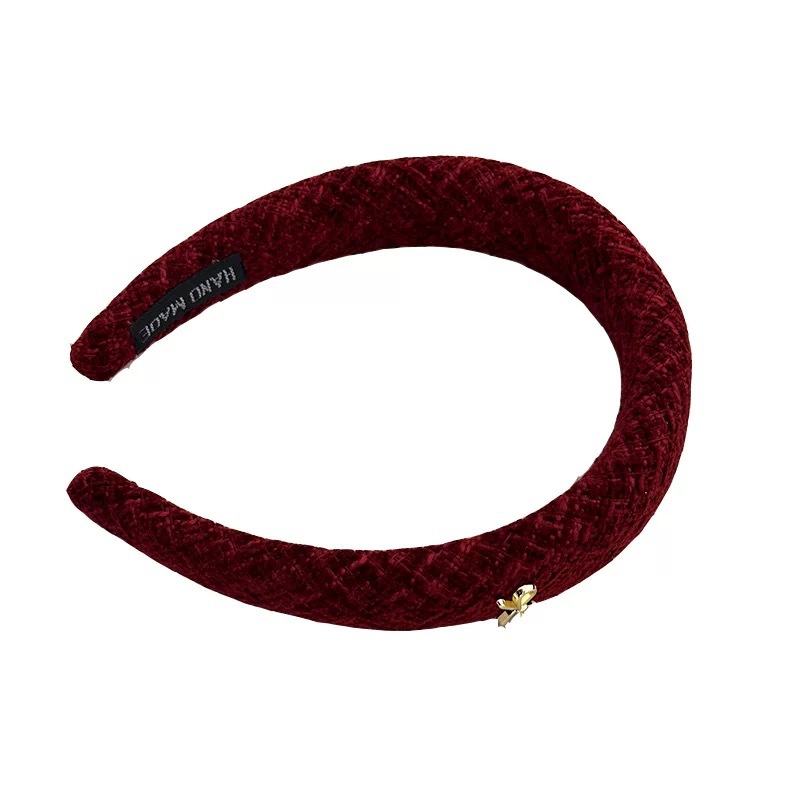 Ankela Red plush gold label headband for Women 2024 New style Xiaoxiang woven high top headband High-end hair accessory Item Picture